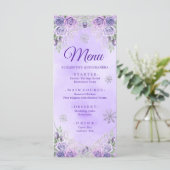 Elegant Lila Snowflake Weihnachten Mis Xv Años Menükarte (Stehend Vorderseite)