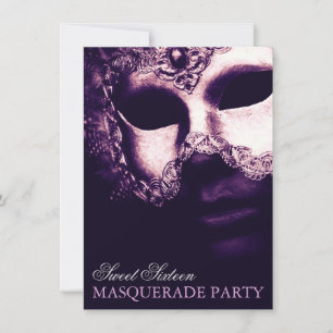 Elegant Lila Sweet 16 Masquerade Party Einladungen