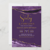 Elegant Lila und Gold 60 und fabelhaft Einladung (Vorderseite)