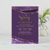 Elegant Lila und Gold 60 und fabelhaft Einladung (Stehend Vorderseite)