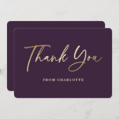 Elegant Lila und Gold Dankeskarte (Vorne/Hinten)