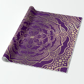 Elegant Lila und Gold Mandala Dark Boho Floral Geschenkpapier (Ungerollt)