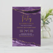 Elegant Lila und Gold Vierzig und vornehm Einladung (Stehend Vorderseite)