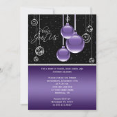 Elegant Lila und Silber auf schwarzem Party Einladung (Vorderseite)