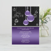 Elegant Lila und Silber auf schwarzem Party Einladung (Stehend Vorderseite)