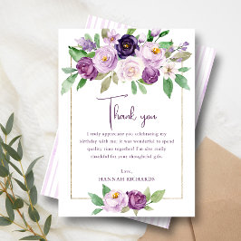 Elegant Lila | Violet Floral Geburtstag Dankeskarte