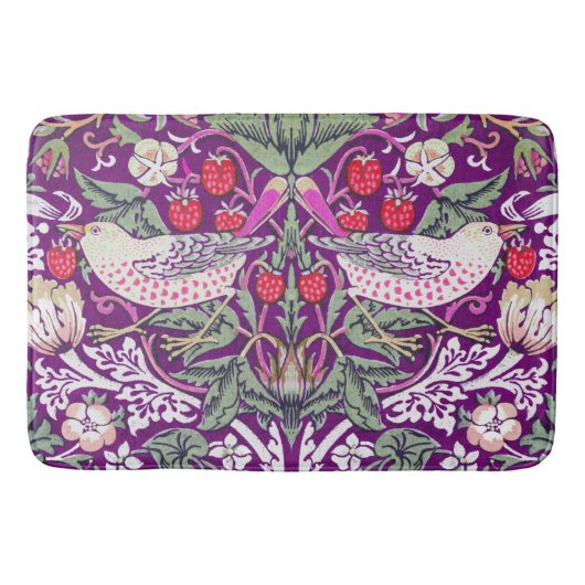 Elegant Lila William Morris Strawberry Thief Badematte (Vorderseite)