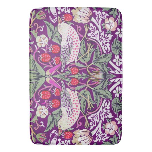 Elegant Lila William Morris Strawberry Thief Badematte (Vorderseite Vertikal)