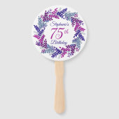 Elegant Lila Wreath Pink 75. Geburtstag Fächer (Rückseite)
