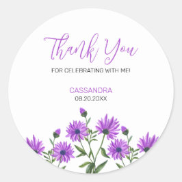 Elegant Lila Xeranthemum Floral Vielen Dank Runder Aufkleber