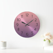 Elegant Lila zu rosa Ombre Gradient Große Wanduhr (Zuhause)