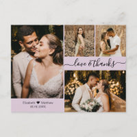 Elegant Lilac 4 Foto Collage Wedding Vielen Dank