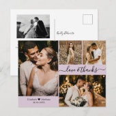Elegant Lilac 4 Foto Collage Wedding Vielen Dank Postkarte (Vorne/Hinten)