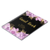 Elegant Lilac and Gold Flowers Birthday Guest Book Notizblock (Linke Seite)