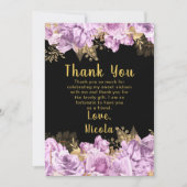 Elegant Lilac and Gold Flowers Sweet Sixteen Dankeskarte (Vorderseite)