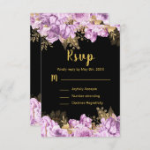 Elegant Lilac and Gold Flowers Sweet Sixteen RSVP Karte (Vorne/Hinten)
