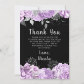 Elegant Lilac and Silver Flowers Birthday Party Dankeskarte (Vorderseite)