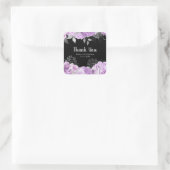 Elegant Lilac and Silver Flowers Birthday Party Quadratischer Aufkleber (Tasche)