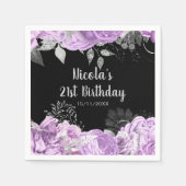 Elegant Lilac and Silver Flowers Birthday Party Serviette (Vorderseite)