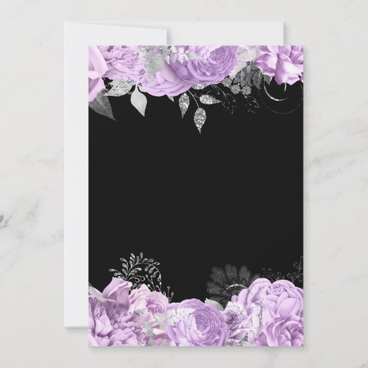 Elegant Lilac and Silver Flowers Sweet Sixteen Dankeskarte (Rückseite)