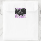 Elegant Lilac and Silver Flowers Sweet Sixteen Quadratischer Aufkleber (Tasche)