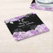 Elegant Lilac and Silver Flowers Sweet Sixteen Rechteckiger Pappuntersetzer (angewinkelt)