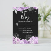 Elegant Lilac and Silver Flowers Sweet Sixteen RSVP Karte (Stehend Vorderseite)