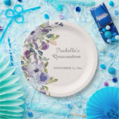 Elegant Lilac Blue Floral Horizontal Quinceañera Pappteller (Party)