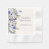 Elegant Lilac Blue Floral Horizontal Quinceañera Serviette (Vorderseite)