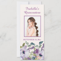 Elegant Lilac Blue Floral Quinceañera Lesezeichen