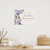 Elegant Lilac Blue Floral Quinceañera Willkommen Poster (Küche)