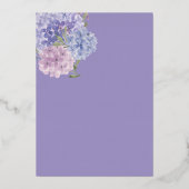 Elegant Lilac & Blue Hydrangeas Floral Bouquets Folieneinladung (Rückseite)