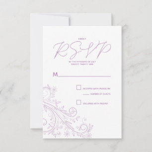 Elegant Lilac Blüh and Wirbel Floral Wedding RSVP Karte