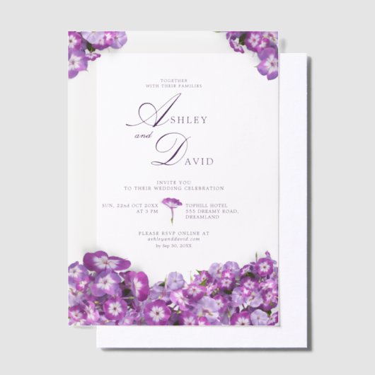 Elegant Lilac Blume Chic Wedding Pergament Einladungen (Versetzt)