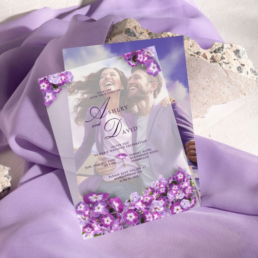 Elegant Lilac Blume Chic Wedding Pergament Einladungen