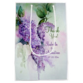 Elegant Lilac Blume Hochzeit Mittlere Geschenktüte (Rückseite)