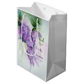 Elegant Lilac Blume Hochzeit Mittlere Geschenktüte (Rückseite Schrägansicht)