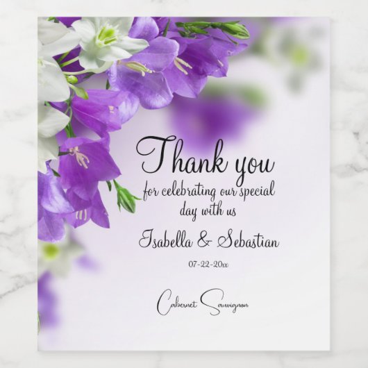 Elegant Lilac Blume Hochzeit Weinetikett (Einzelnes Label)