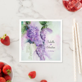 Elegant Lilac Blume Hochzeitspapier Napkins Serviette