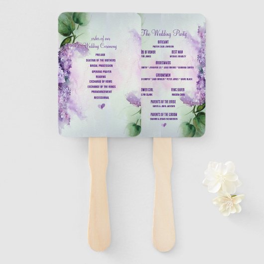 Elegant Lilac Blume Hochzeitsprogramm Fächer (Vorne und Hinten)