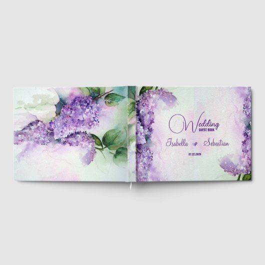 Elegant Lilac Blume Wedding Gästebuch (Voll)
