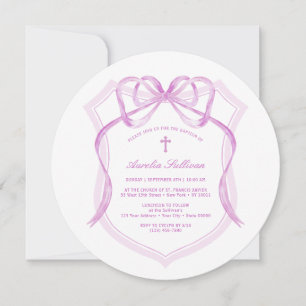 Elegant Lilac Bow Wappen Taufe Einladung