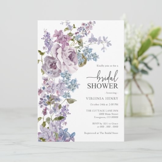 Elegant Lilac Brautparty Einladung (Stehend Vorderseite)