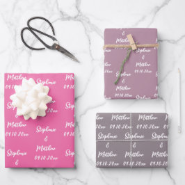 Elegant Lilac Bride Groom Names Weddings Geschenkpapier Set