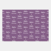 Elegant Lilac Bride Groom Names Weddings Geschenkpapier Set (Vorderseite)