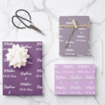 Elegant Lilac Bride Groom Names Weddings Geschenkpapier Set<br><div class="desc">Einfach,  lila,  lila,  elegant,  Hochzeitsverpackungspapier. Moderne Mr. and Mrs.,  Braut und Bräutigam Packpapier. Sie können es mit Ihren Namen und Datum personalisieren.</div>