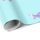Elegant Lilac Butterfly Wrapping Paper Aqua Geschenkpapier (Rolleneckpunkt)