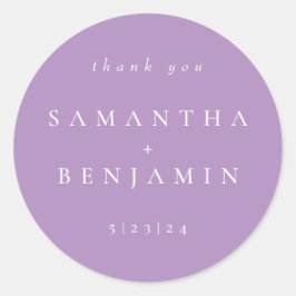 Elegant Lilac Coordinate Wedding Classic Roun Runder Aufkleber