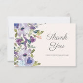 Elegant Lilac Dusty Blue Floral Geburtstag Dankeskarte (Vorderseite)