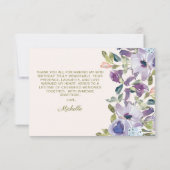 Elegant Lilac Dusty Blue Floral Geburtstag Dankeskarte (Rückseite)